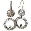 11130: Silver Setting white mystic quartz  art-deco earrings