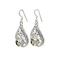 Design 11158: white,yellow lemon quartz drop, estate earrings