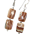 11184: Brown, White jasper earrings