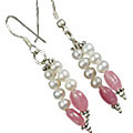11236: Bali Silver Beaded White, Pink pearl earrings