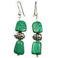11238: Bali Silver Beaded Green malachite earrings