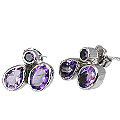 11244: Silver Setting purple amethyst  post earrings