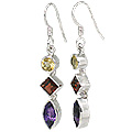 11277: Silver Setting multi-color multi-stone earrings