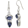 11324: Silver Setting blue iolite earrings