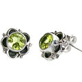 11361: green peridot  post earrings