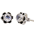 11363: white moonstone  post earrings