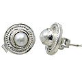11383: white pearl  post earrings