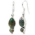 11473: Silver Setting green,red bloodstone earrings