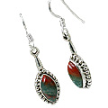 11479: Silver Setting green,red bloodstone staff picks earrings