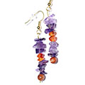 Design 11498: orange,purple,multi-color amethyst chipped earrings