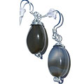Design 11508: brown,gray chalcedony drop earrings
