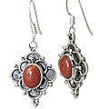 11515: Silver Setting Orange goldstone earrings