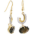 11540: Gold Plated Brown, White smoky quartz earrings