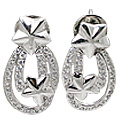 11545: Silver Setting White cubic zirconia  star earrings