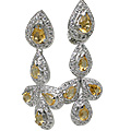 11546: Silver Setting Yellow, White citrine earrings