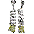 11549: Silver Setting Green, White lemon quartz earrings