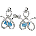 11550: Silver Setting Blue, White blue topaz earrings