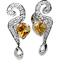 11556: Silver Setting Yellow, White citrine earrings