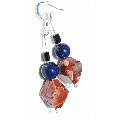 11626: Beaded blue,red lapis lazuli  multistone earrings