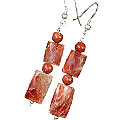 11799: Bali Silver Beaded brown,orange sunstone earrings