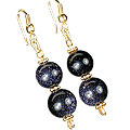 11829: Beaded blue goldstone earrings