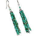 11843: Bali Silver Beaded green aventurine multistrand earrings
