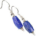 11863: Silver Setting Blue lapis lazuli  ethnic earrings