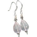 11872: Silver Setting pink rose quartz earrings