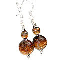11898: Silver Setting Yellow,Brown tiger eye earrings