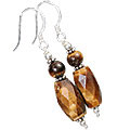 11899: Silver Setting Yellow,Brown tiger eye earrings