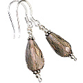 11902: Brown smoky quartz  ethnic earrings