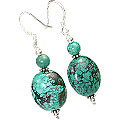 11924: Green turquoise earrings