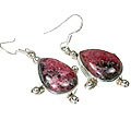 Design 11950: black,pink rhodonite american-southwest earrings