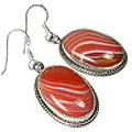 Design 11986: red,white onyx earrings