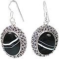 11999: Silver Setting Black onyx  american-southwest earrings