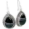 12000: Silver Setting Black onyx  american-southwest earrings