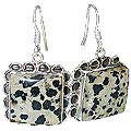12005: Silver Setting black dalmatian jasper  american-southwest earrings