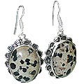12007: Silver Setting black dalmatian jasper  american-southwest earrings