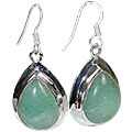 12025: Silver Setting green aventurine  american-southwest earrings