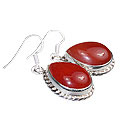12028: Silver Setting red carnelian  american-southwest earrings