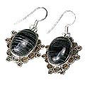 12040: Black,Gray jasper  american-southwest earrings
