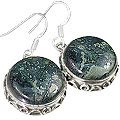 12065: Green,Black,Gray jasper  american-southwest earrings