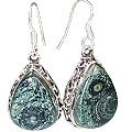 12068: black,green,gray jasper  american-southwest earrings