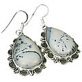 Design 12074: black,white dendrite opal american-southwest, ethnic earrings