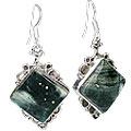 12080: Black,Gray,Beige jasper  american-southwest earrings