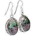 12097: Silver Setting Green,Red,Black zosite  american-southwest earrings