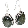 12103: Silver Setting Brown,Gray obsidian  american-southwest earrings