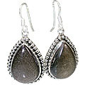 Design 12106: brown,gray obsidian ethnic earrings