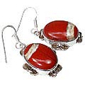 12109: Silver Setting Orange,Cream mookite american-southwest earrings