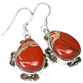 12112: Silver Setting Orange,Cream mookite  american-southwest earrings